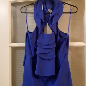 Blue open back blouse